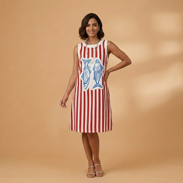 Maria | Vestido de Verão Estampado Mulher Sem Mangas
