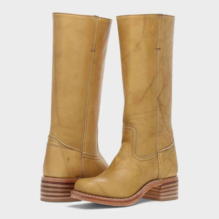 Mariana | Botas de Couro Cano Alto Mulher Salto Bloco