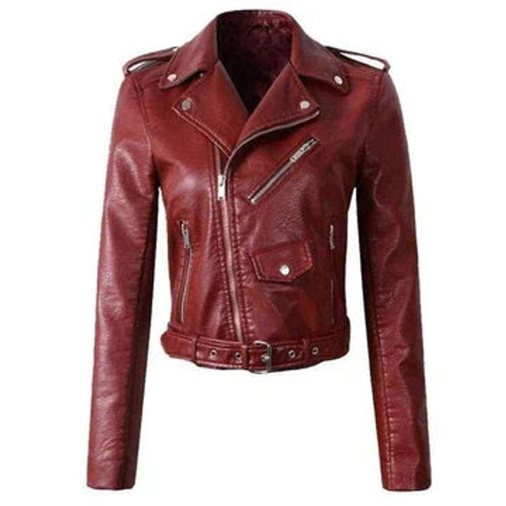 Mariana | Jaqueta Biker de Couro Sintético Mulher com Cinto