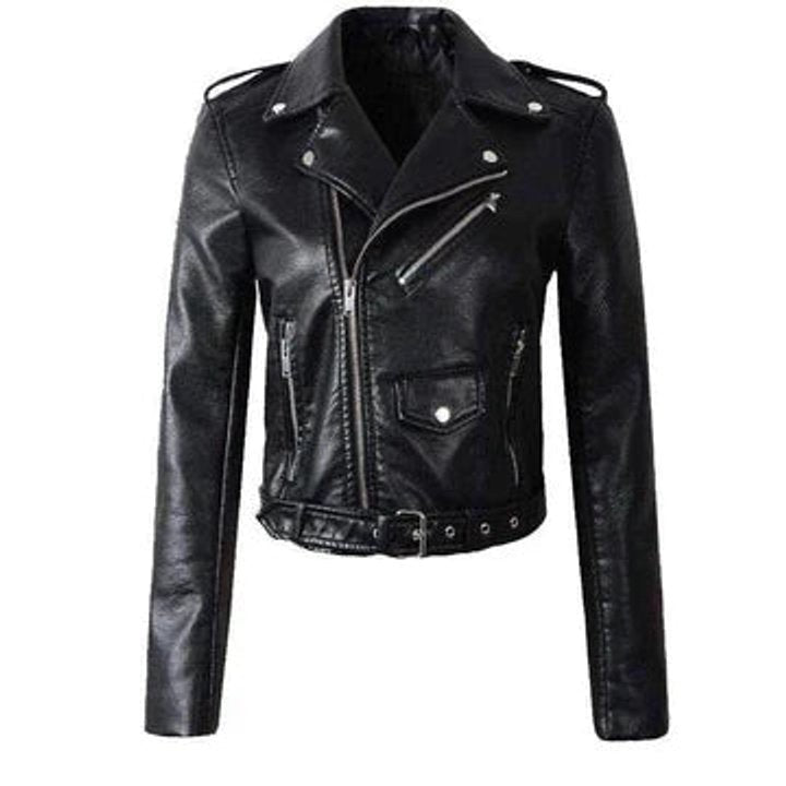 Mariana | Jaqueta Biker de Couro Sintético Mulher com Cinto