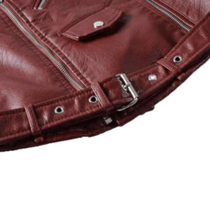 Mariana | Jaqueta Biker de Couro Sintético Mulher com Cinto
