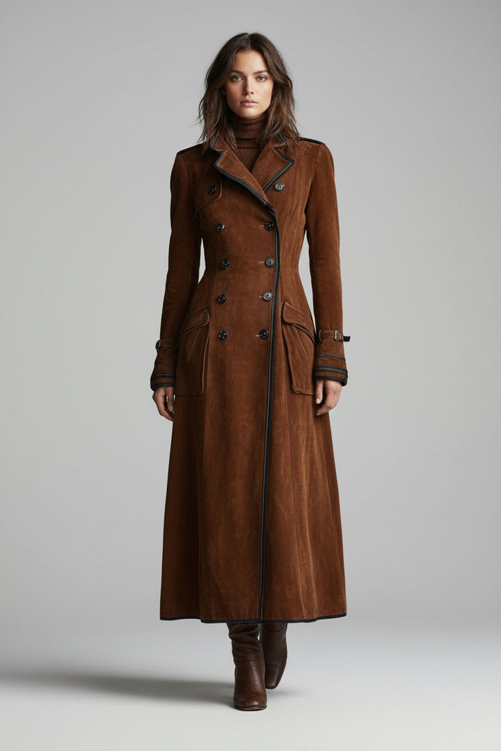 Mariana | Trench Coat de Camurça Comprido Mulher Duplo Botão