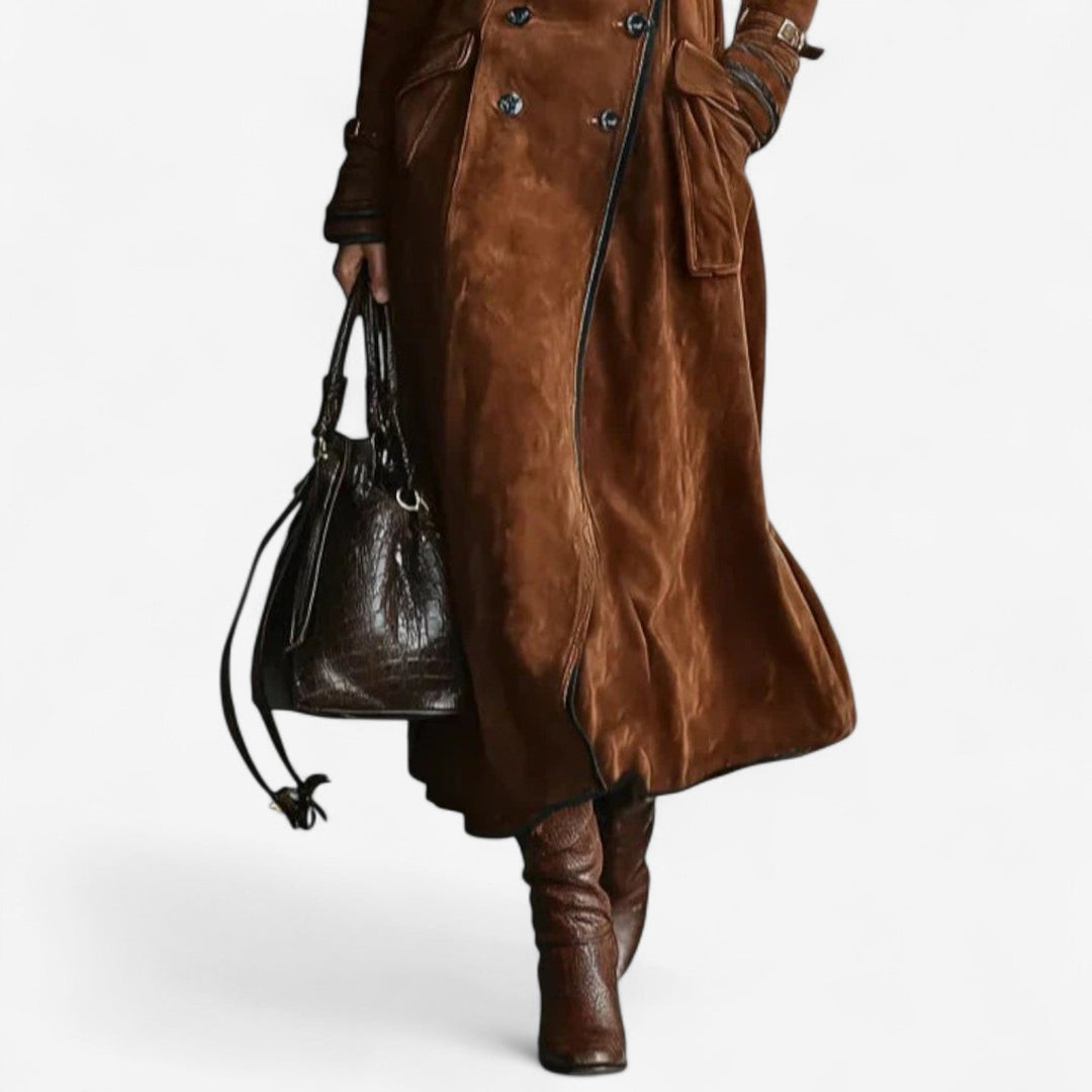 Mariana | Trench Coat de Camurça Comprido Mulher Duplo Botão