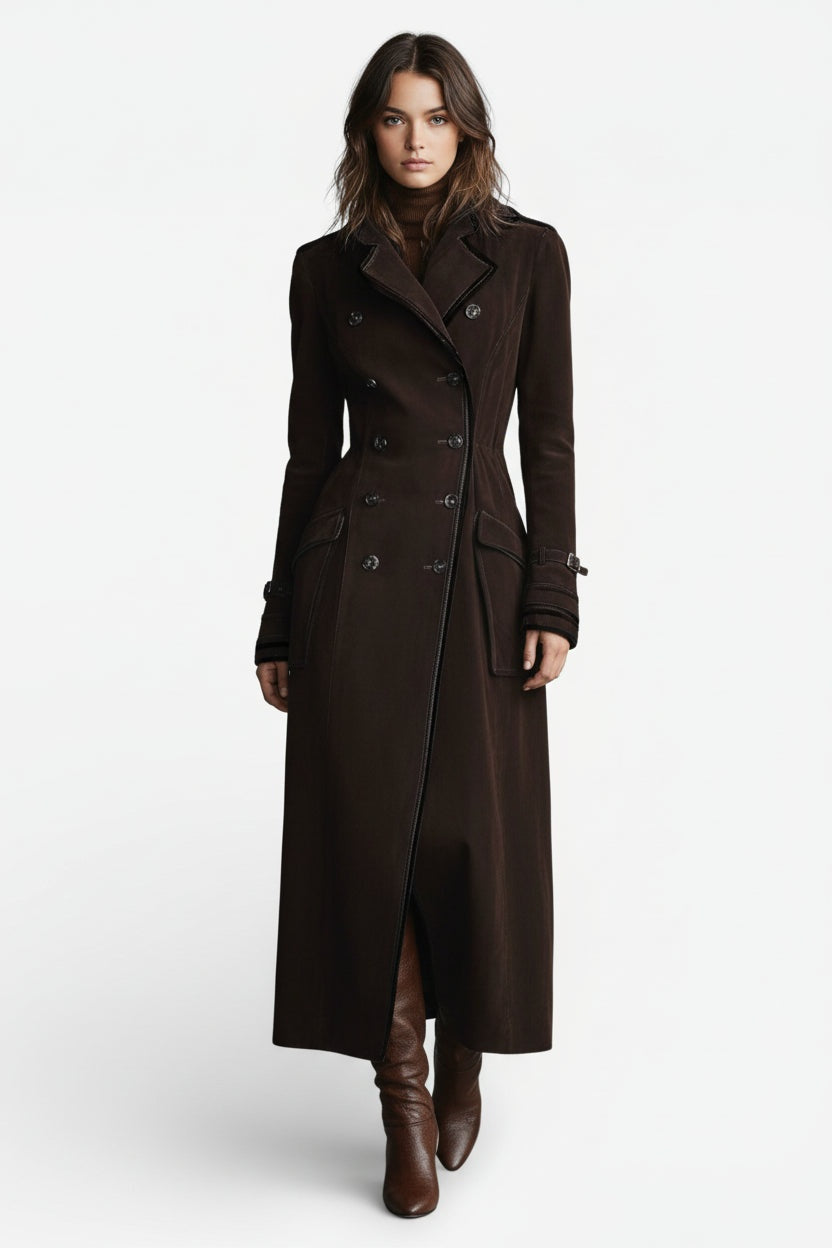 Mariana | Trench Coat de Camurça Comprido Mulher Duplo Botão