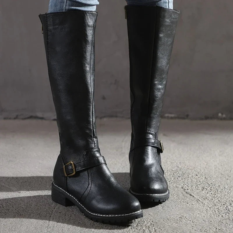 Marta | Botas Chelsea de Pele Mulher Cano Alto Fivela