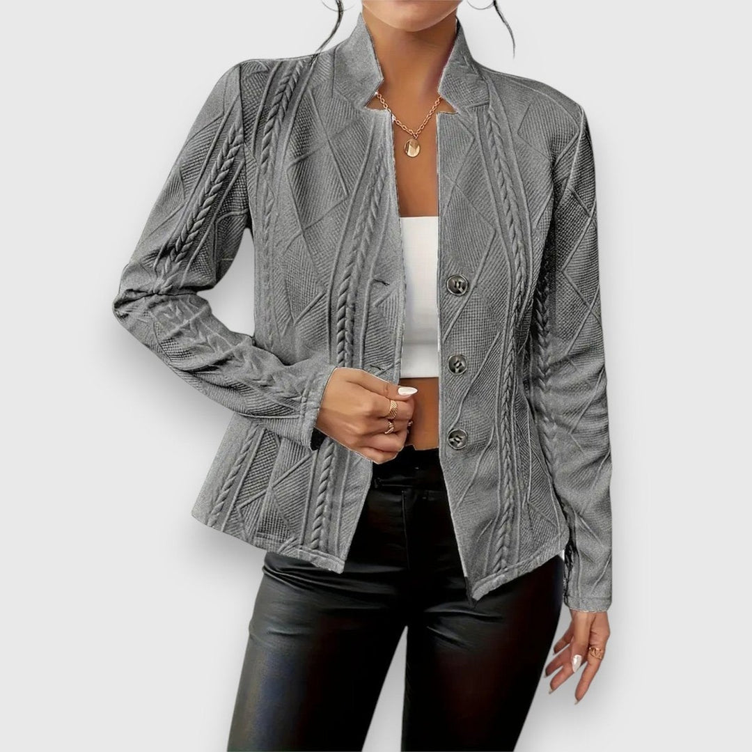 Marta | Camisola com Fecho Mulher Efeito Tricô Gola Alta Manga Longa