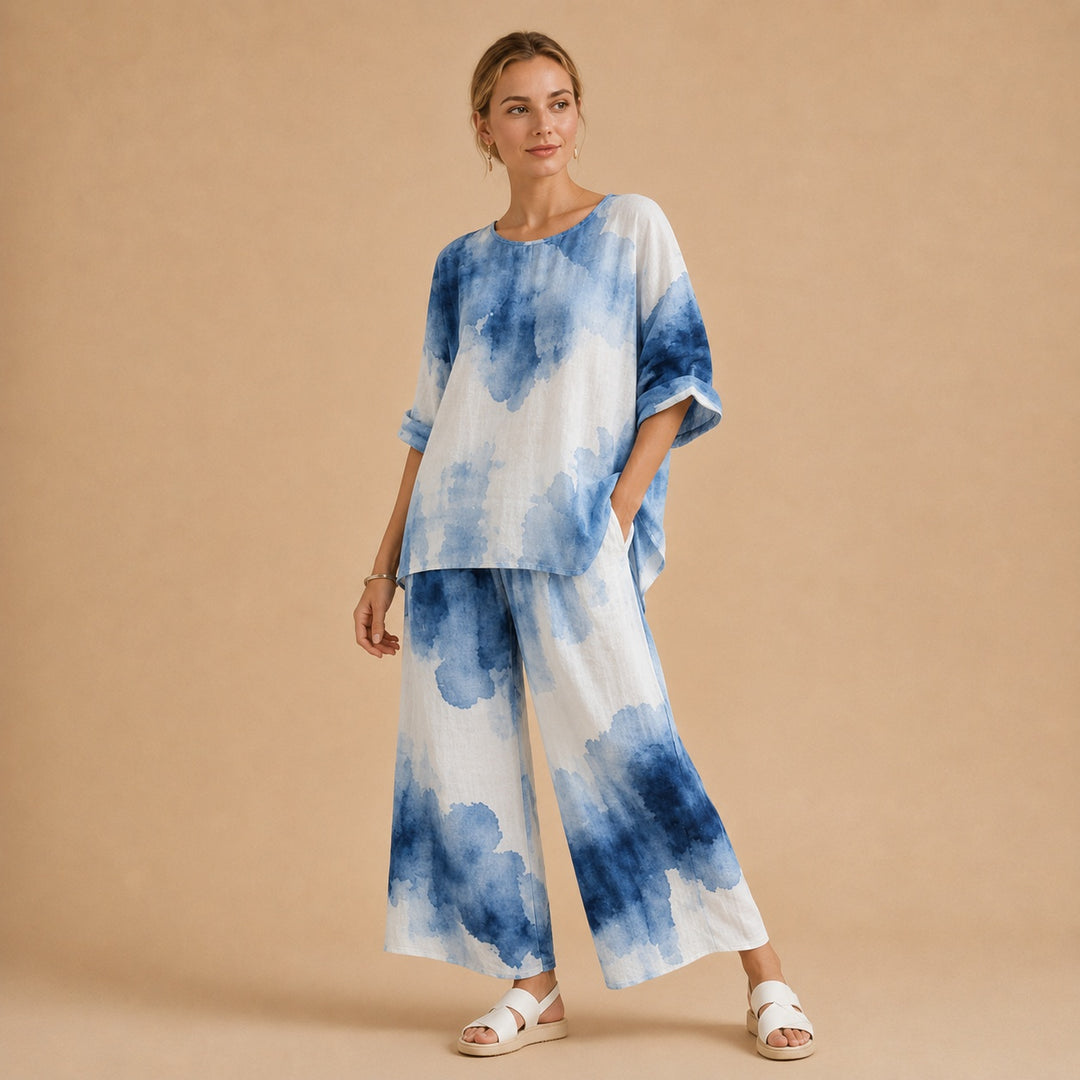 Marta | Conjunto Tie Dye Duas Peças Mulher Manga Larga