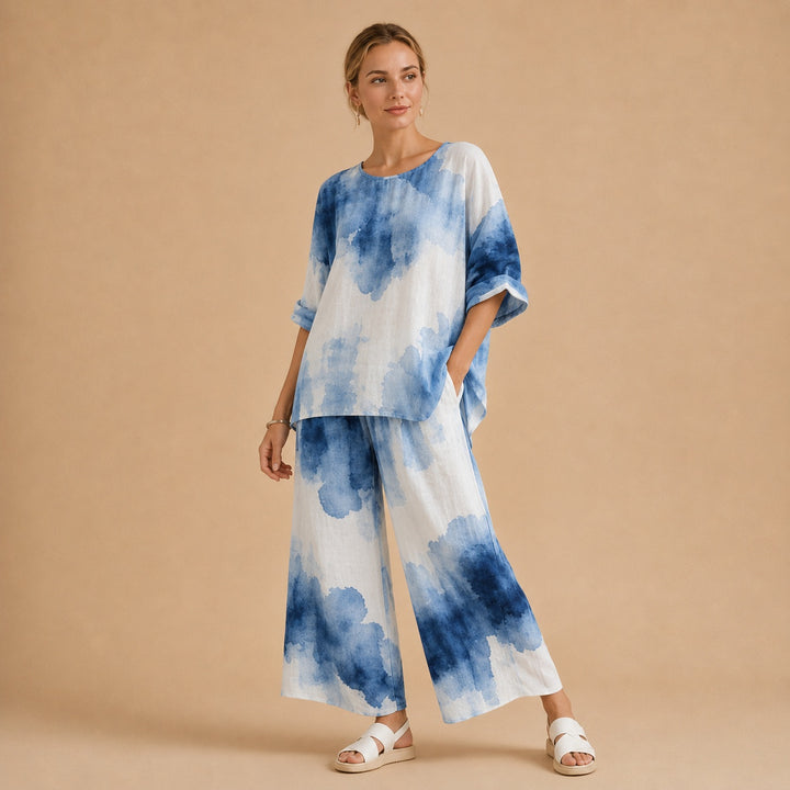 Marta | Conjunto Tie Dye Duas Peças Mulher Manga Larga