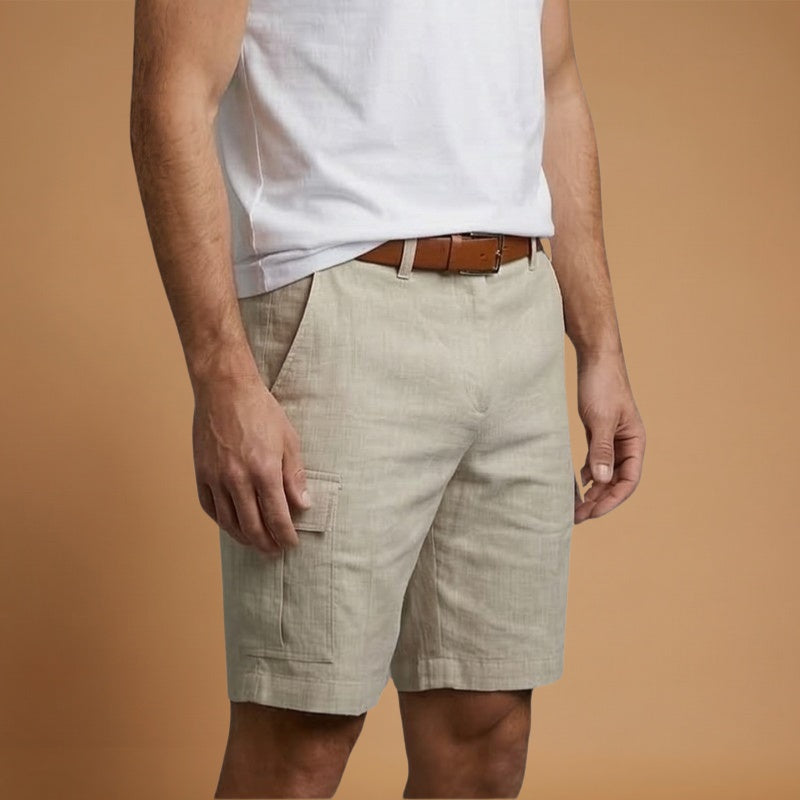 Martim | Calções de Linho Cargo Homem Bolsos Laterais
