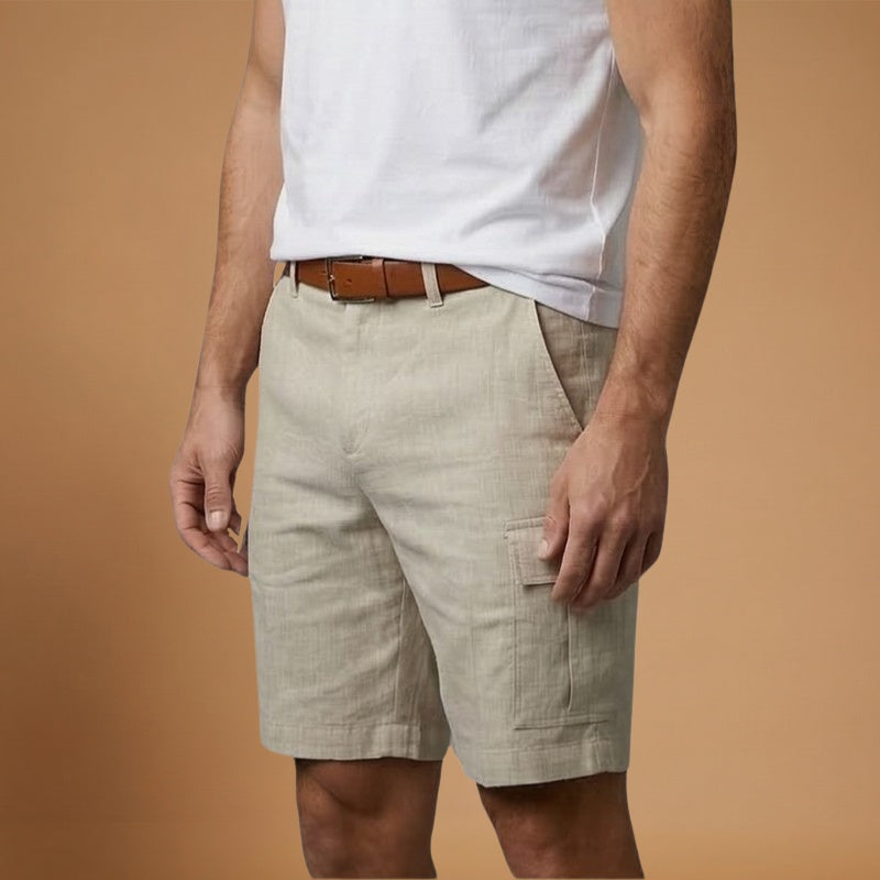 Martim | Calções de Linho Cargo Homem Bolsos Laterais
