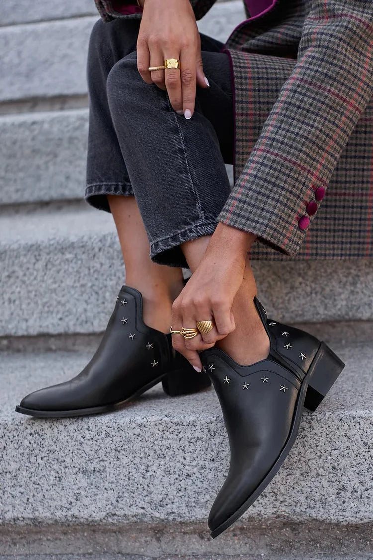 Matilde | Botins Cowboy Mulher Salto Baixo com Estrelas