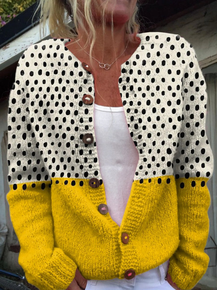 Matilde | Camisola de Malha Floral Mulher Botões Estampado Pássaros