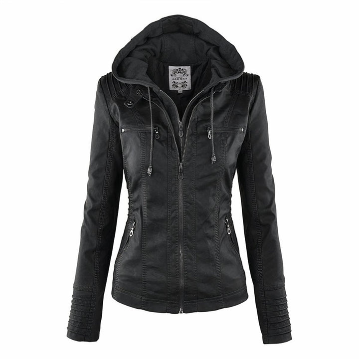 Matilde | Casaco de Couro Sintético Mulher Biker com Capuz