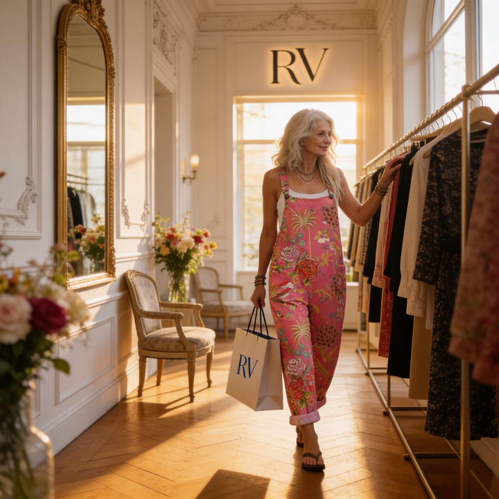 Matilde | Jardineiras Estampado Floral Mulher Perna Larga com Bolsos