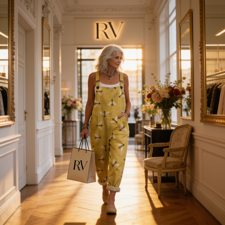Matilde | Jardineiras Estampado Floral Mulher Perna Larga com Bolsos