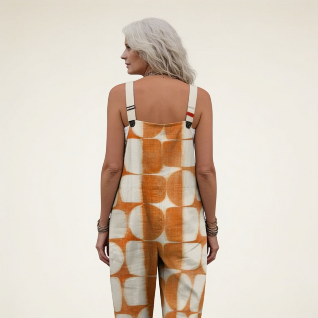 Matilde | Jardineiras Estampado Floral Mulher Perna Larga com Bolsos