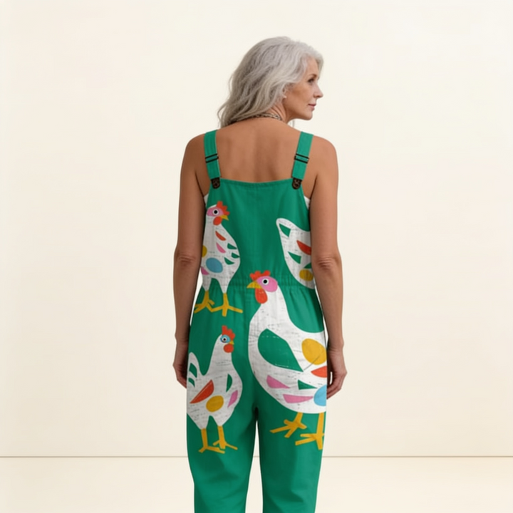 Matilde | Jardineiras Estampado Floral Mulher Perna Larga com Bolsos