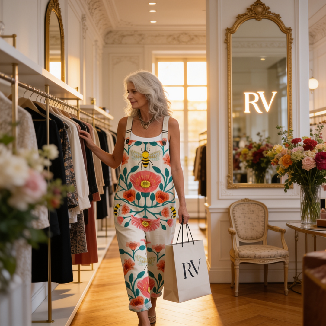 Matilde | Jardineiras Estampado Floral Mulher Perna Larga com Bolsos