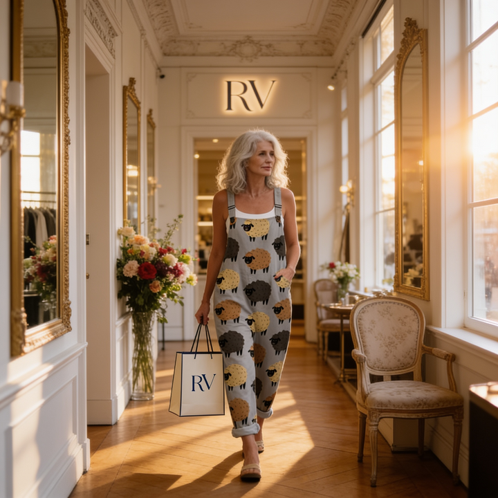 Matilde | Jardineiras Estampado Floral Mulher Perna Larga com Bolsos