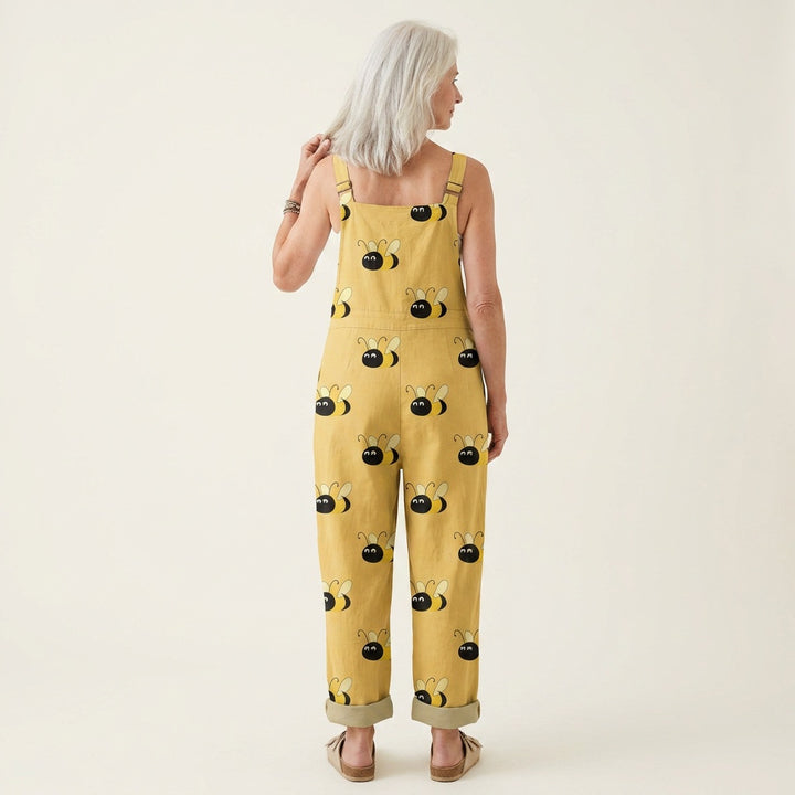 Matilde | Jardineiras Estampado Floral Mulher Perna Larga com Bolsos