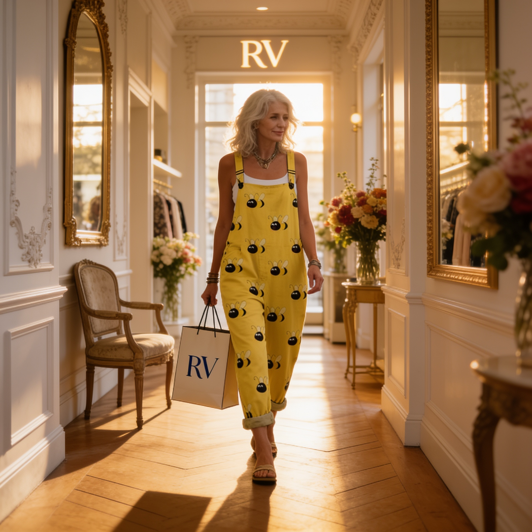 Matilde | Jardineiras Estampado Floral Mulher Perna Larga com Bolsos