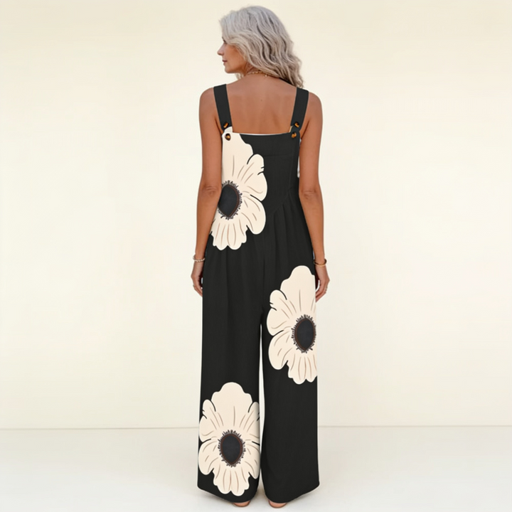 Matilde | Jardineiras Estampado Floral Mulher Perna Larga com Bolsos