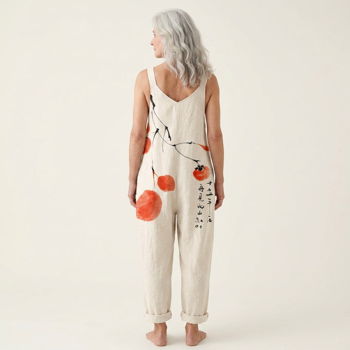 Matilde | Jardineiras Estampado Floral Mulher Perna Larga com Bolsos