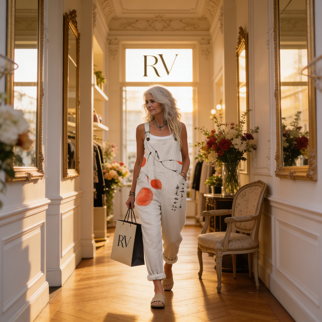 Matilde | Jardineiras Estampado Floral Mulher Perna Larga com Bolsos