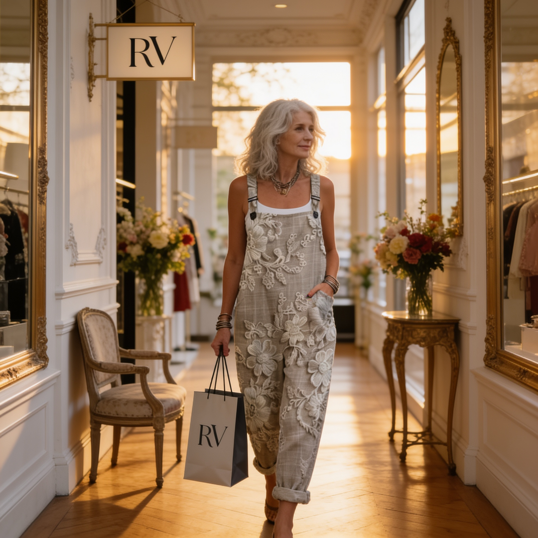 Matilde | Jardineiras Estampado Floral Mulher Perna Larga com Bolsos