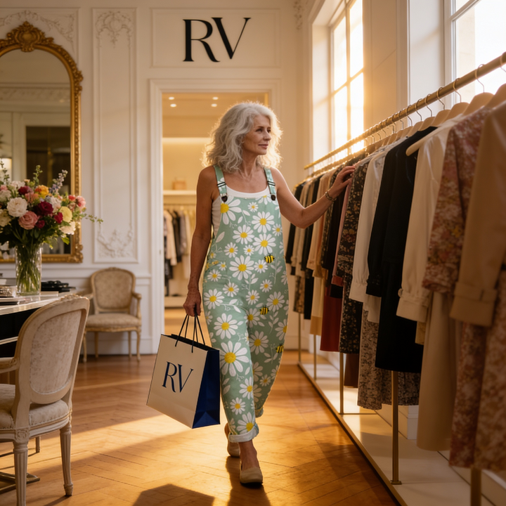 Matilde | Jardineiras Estampado Floral Mulher Perna Larga com Bolsos