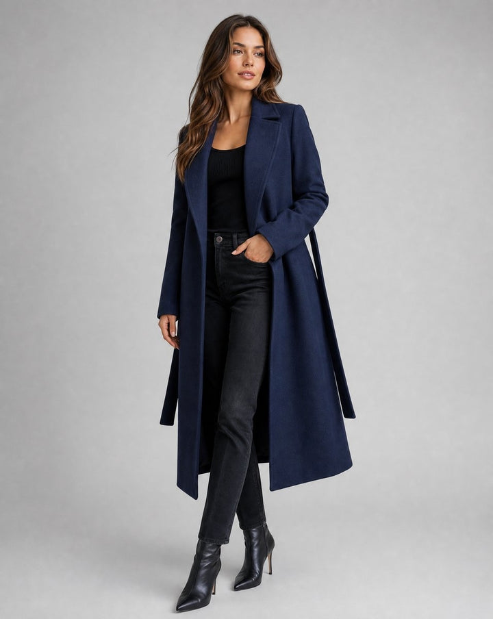Matilde | Trench Coat de Mistura de Lã Comprido Mulher Cinto