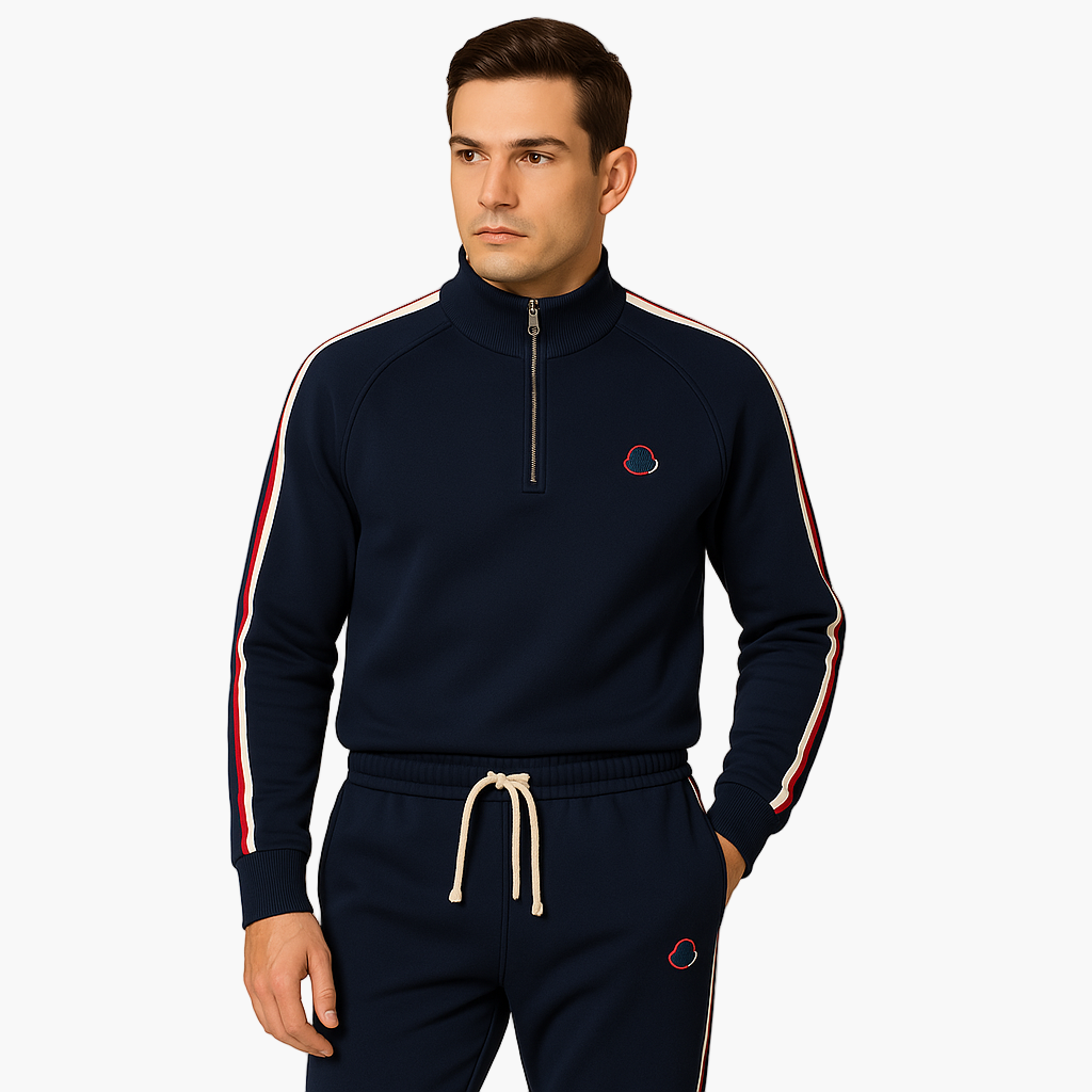Miguel | Fato de Treino Homem Semi-Zip com Riscas nas Mangas