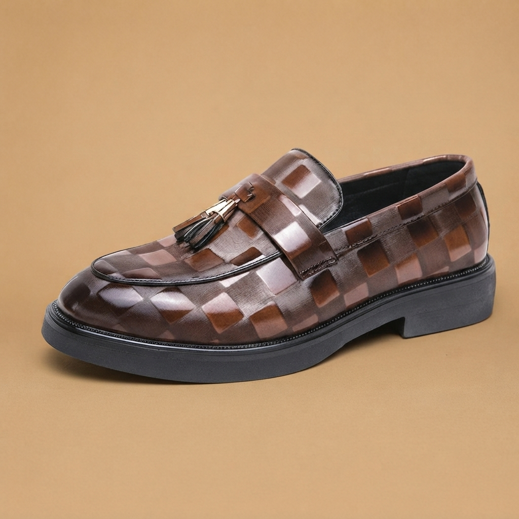 Mocassins de Couro com Borlas Homem Sola Robusta
