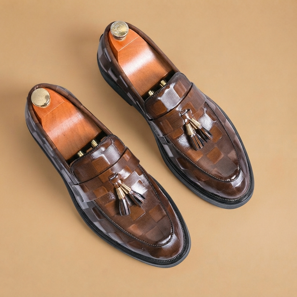 Mocassins de Couro com Borlas Homem Sola Robusta