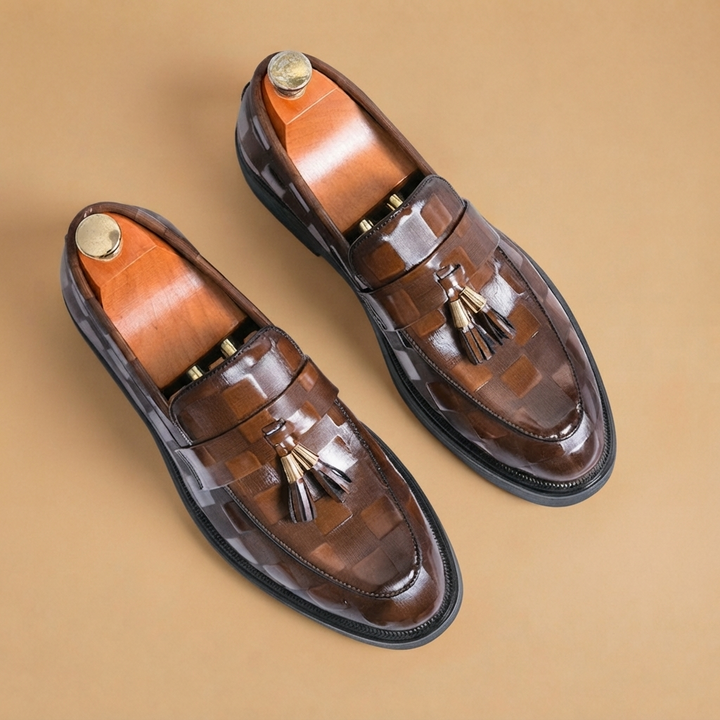 Mocassins de Couro com Borlas Homem Sola Robusta