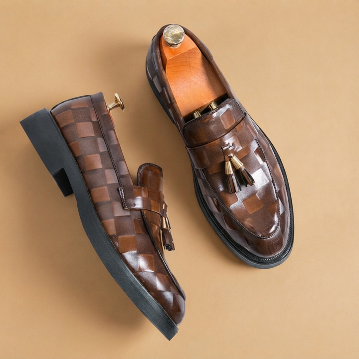 Mocassins de Couro com Borlas Homem Sola Robusta