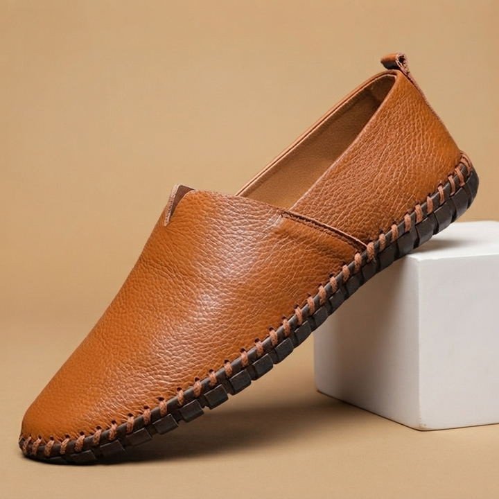 Mocassins de Couro Cosidos à Mão Homem Slip-On