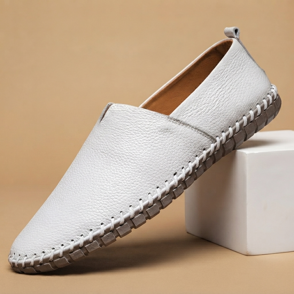 Mocassins de Couro Cosidos à Mão Homem Slip-On
