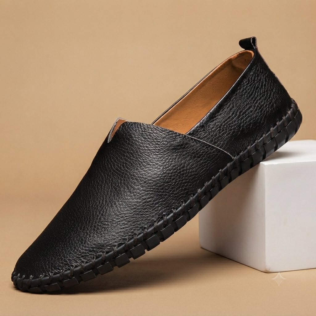 Mocassins de Couro Cosidos à Mão Homem Slip-On