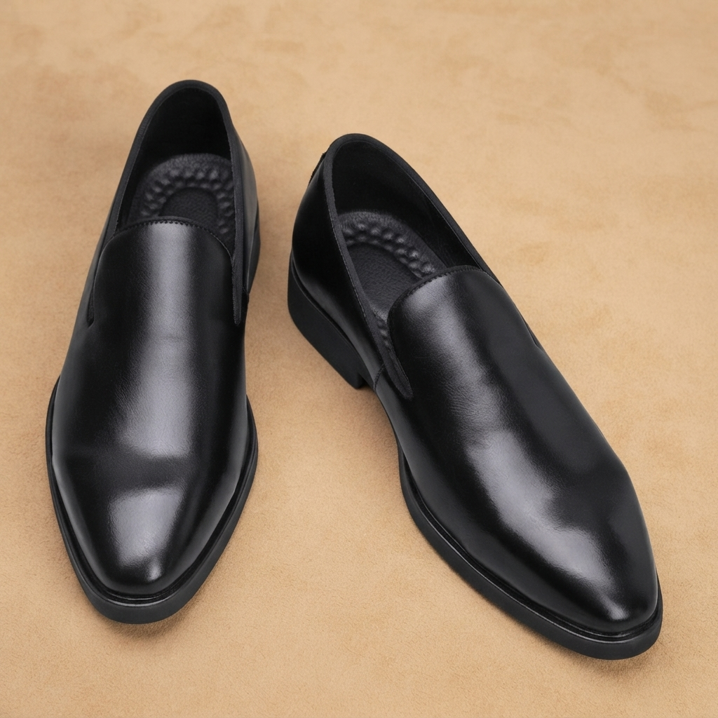 Mocassins de Couro Homem Bico Fino Slip-On