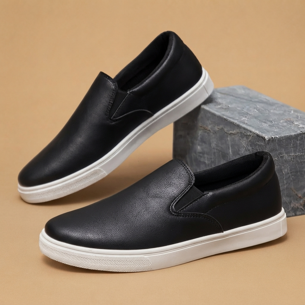 Mocassins de Couro Homem Slip-On Sola Plana