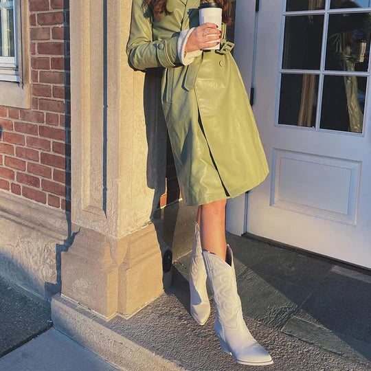 Mónica | Botas Cowboy de Pele Mulher Cano Alto Bordado