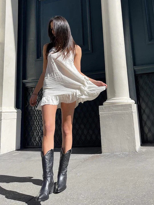 Mónica | Botas Cowboy de Pele Mulher Cano Alto Bordado