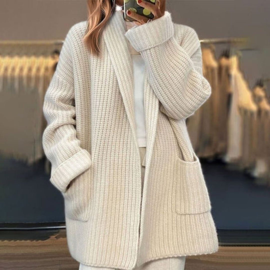 Mónica | Casaco de Malha Oversize Mulher com Bolsos