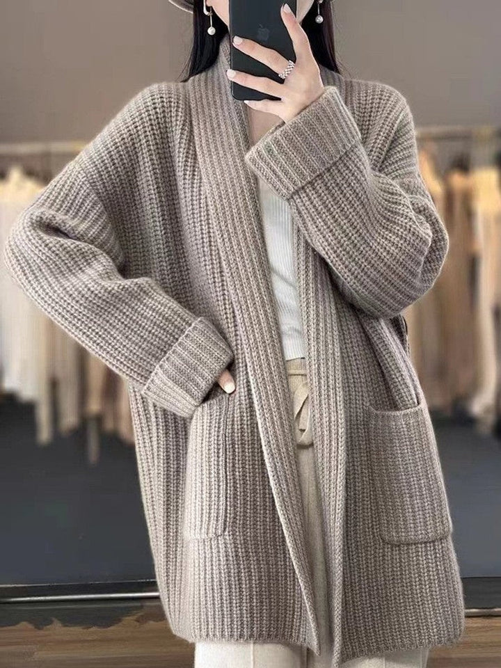 Mónica | Casaco de Malha Oversize Mulher com Bolsos