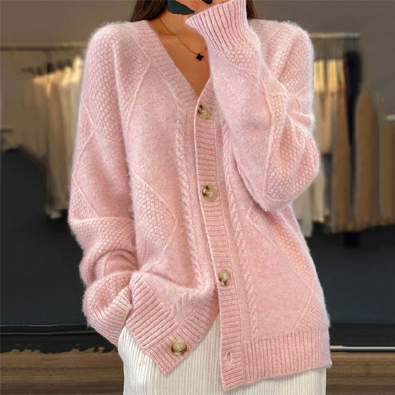Núria | Cardigan de Malha Mulher Botões Decote V