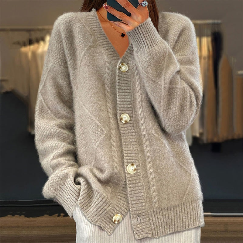 Núria | Cardigan de Malha Mulher Botões Decote V