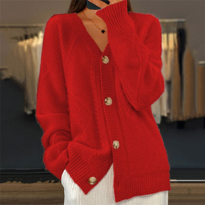 Núria | Cardigan de Malha Mulher Botões Decote V