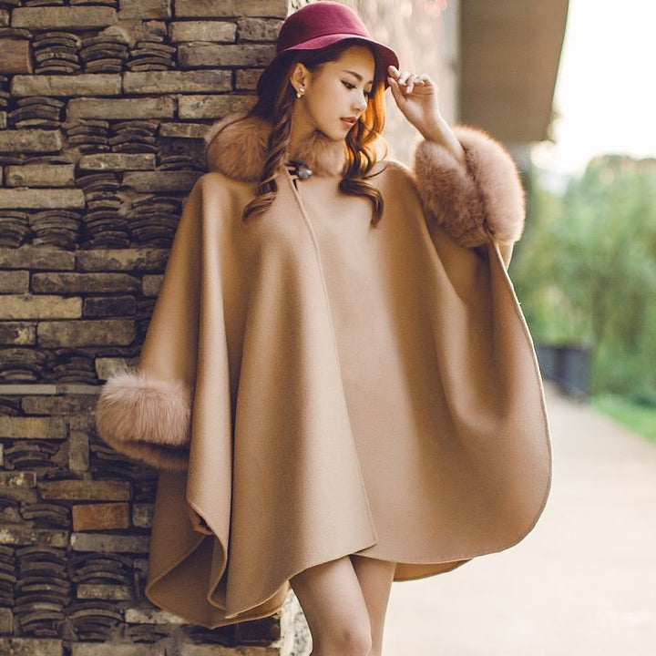 Núria | Poncho Mulher de Cashmere com Pelo