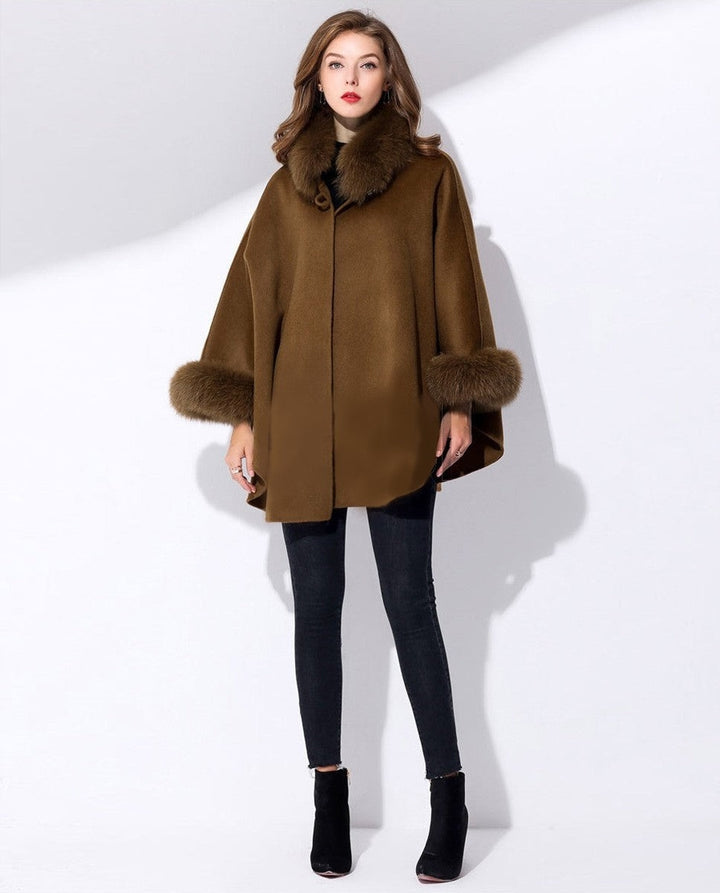 Núria | Poncho Mulher de Cashmere com Pelo